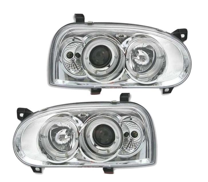 PHARES VOLKSWAGEN VW GOLF 3 ANGEL EYES FOND CHROMÉ H1 H1, Autos : Pièces & Accessoires, Éclairage, Envoi
