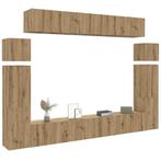vidaXL 8-delig Tv-meubelset wandmontage bewerkt hout, Huis en Inrichting, Verzenden, Nieuw