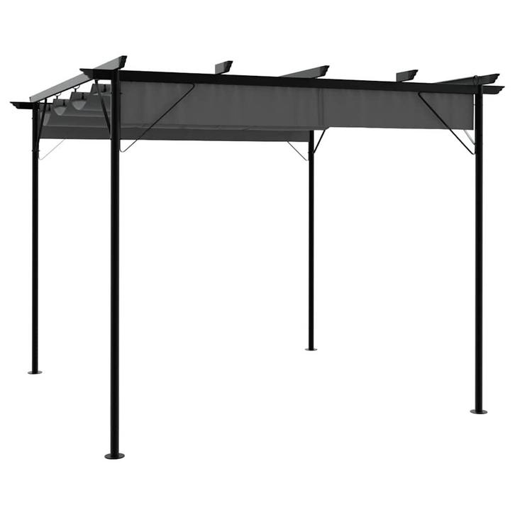 vidaXL Pergola met uittrekbaar dak 180 g/m² 3x3 m staal, Jardin & Terrasse, Poteaux, Poutres & Planches, Envoi