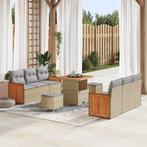 vidaXL 9-delige Tuin Sofa Set met Kussens - Beige Poly, Verzenden, Nieuw