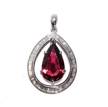 Hanger - 18 karaat Witgoud -  12.00ct. tw. Toermalijn -