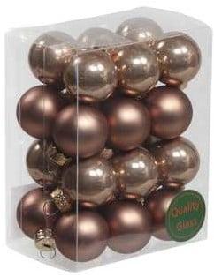 Kerstballen Glas Ginger Combi 25 mm doos 24 stuks, Huis en Inrichting, Woonaccessoires | Kunstplanten en Kunstbloemen, Nieuw