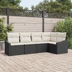 vidaXL Tuin Eettafel Set met kussen met opslag 5 pcs Zwart, Tuin en Terras, Verzenden, Nieuw