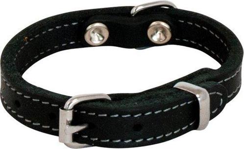 J&V Vetlederen halsband zwart 18mmx45cm, Animaux & Accessoires, Colliers & Médailles pour chiens