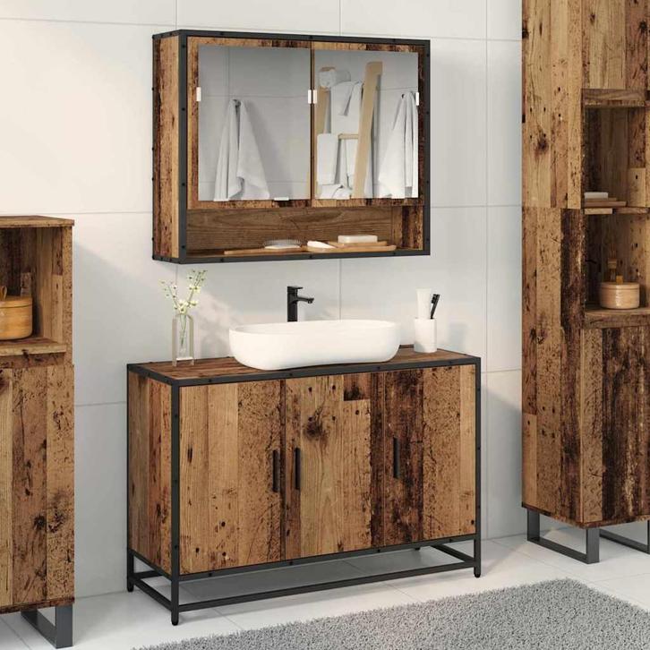 vidaXL Wastafel kabinet voor de badkamer Oud hout 90 x 33 x, Huis en Inrichting, Badkamer | Badkamermeubels, Nieuw, Verzenden