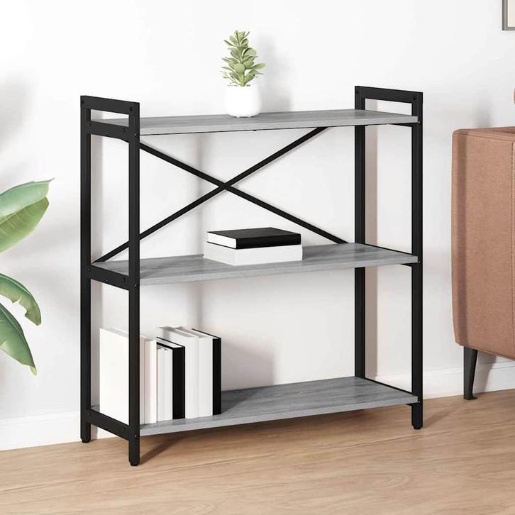 vidaXL Boekenkast Grijs sonoma 80 x 30 x 83 cm Bewerkt hout, Huis en Inrichting, Kasten | Boekenkasten, Nieuw, Verzenden