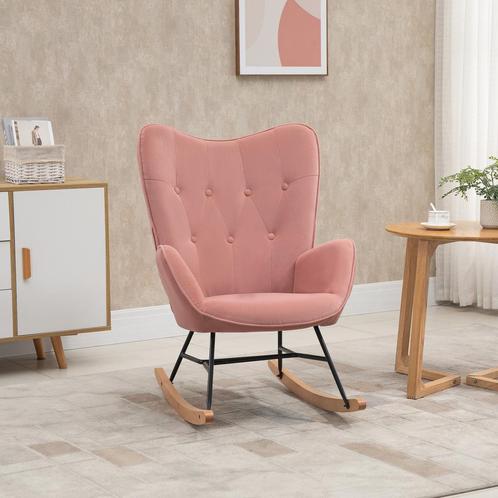 Schommelstoel -  - Stalen frame – Comfortabel - Grijs, Huis en Inrichting, Stoelen, Grijs, Nieuw, Stof, Ophalen of Verzenden