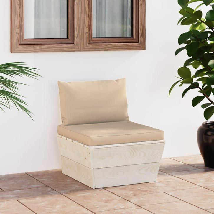 vidaXL Tuinmiddenbank met kussens pallet geïmpregneerd, Tuin en Terras, Tuinsets en Loungesets, Nieuw, Verzenden