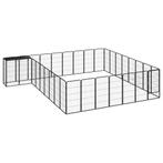 Hondenkennel 34 panelen 50x100 cm gepoedercoat staal zwart, Dieren en Toebehoren, Verzenden, Nieuw