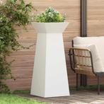 vidaXL Tuinpilaren Plantenbakken - 2 Stuks met Kom, Wit,, Tuin en Terras, Verzenden, Nieuw