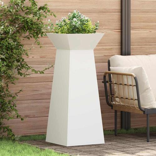 vidaXL Tuinpilaren Plantenbakken - 2 Stuks met Kom, Wit,, Tuin en Terras, Bloempotten, Nieuw, Verzenden