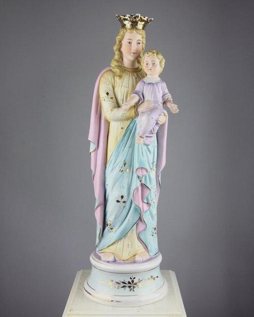 Statuette, Maria met Kind - 46 cm - Biscuit de porcelaine, Antiek en Kunst, Antiek | Boeken en Manuscripten