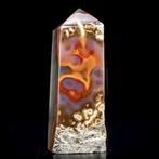 Natuurlijke agaat obelisk kristal met chalcedoon uit, Verzamelen, Mineralen en Fossielen