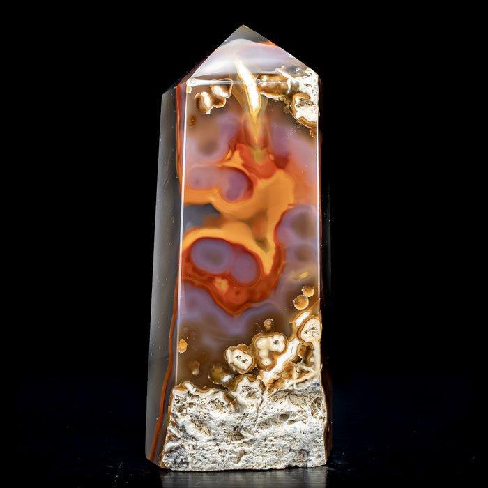 Natuurlijke agaat obelisk kristal met chalcedoon uit, Verzamelen, Mineralen en Fossielen