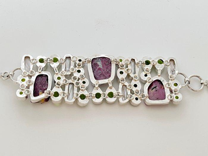 - Silber - Rubin - Peridot - Perle - Armband, Verzamelen, Mineralen en Fossielen