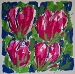 Ad Van Hassel - Ad van Hassel - Magenta Tulpen, Antiek en Kunst, Kunst | Litho's en Zeefdrukken, Verzenden