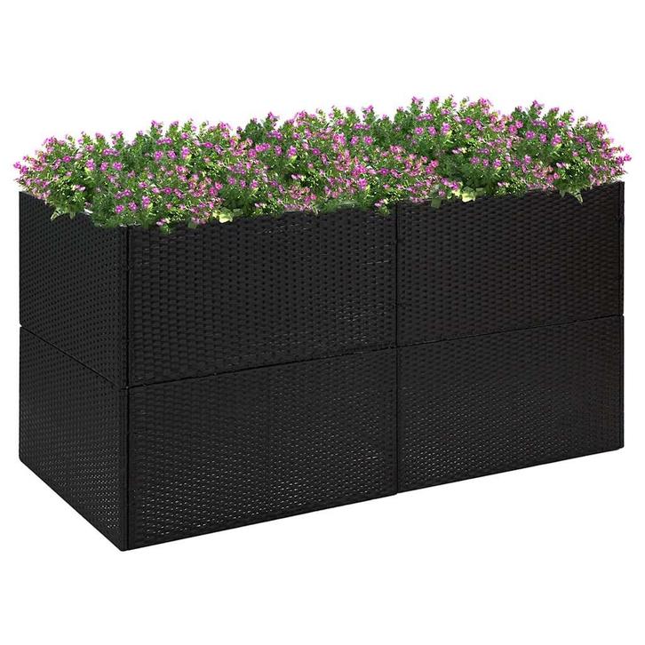vidaXL Plantenbak 157x80x80 cm poly rattan zwart, Tuin en Terras, Bloempotten, Nieuw, Verzenden