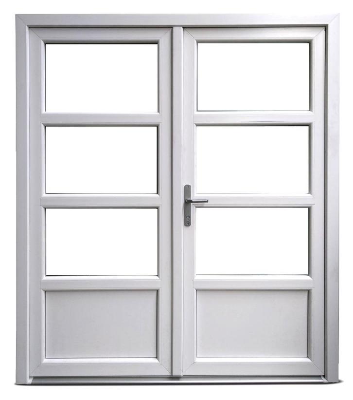 Dubbele deur wit Basic Plus b150 x 204 cm, Doe-het-zelf en Bouw, Deuren en Vliegenramen, Nieuw, Glas, Kunststof, Metaal, Buitendeur