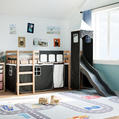 vidaXL Kinderhoogslaper met toren 90x190 cm grenenhout wit, Huis en Inrichting, Slaapkamer | Bedden, Nieuw, Verzenden