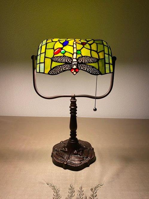 Tiffany Studio stijl bureaulamp Banker Dragonfly - Lampe de, Antiek en Kunst, Kunst | Designobjecten