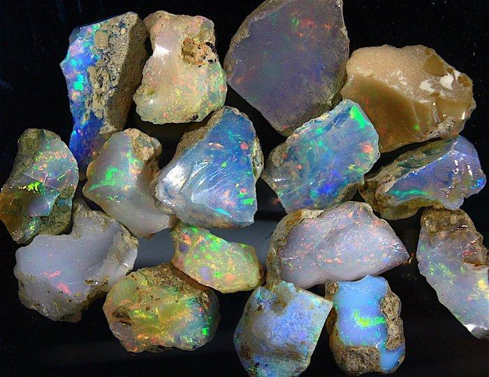 Gratis verzending Ct. 102,50 Topkleur Ethiopisch opaal -, Collections, Minéraux & Fossiles