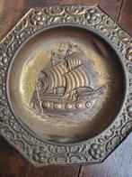 Wandbord (2) - Messing - Galjoen en molen