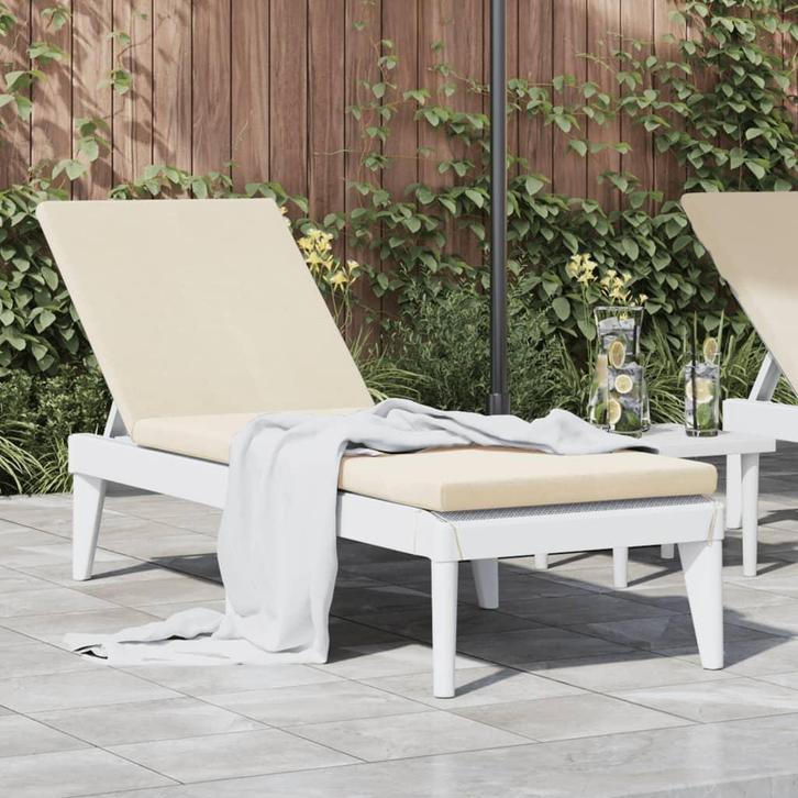 vidaXL Ligbed met kussen 186x60x29 cm polypropeen wit, Tuin en Terras, Ligbedden, Nieuw, Verzenden