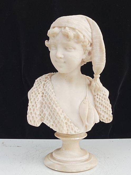 sculptuur, busto di giovane pescatore felice dal viso, Antiek en Kunst, Antiek | Keramiek en Aardewerk