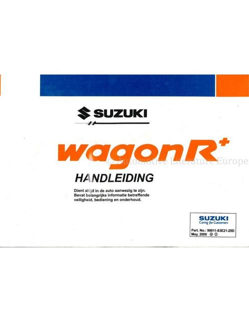 2000 SUZUKI WAGON R+ INSTRUCTIEBOEKJE NEDERLANDS, Auto diversen, Handleidingen en Instructieboekjes