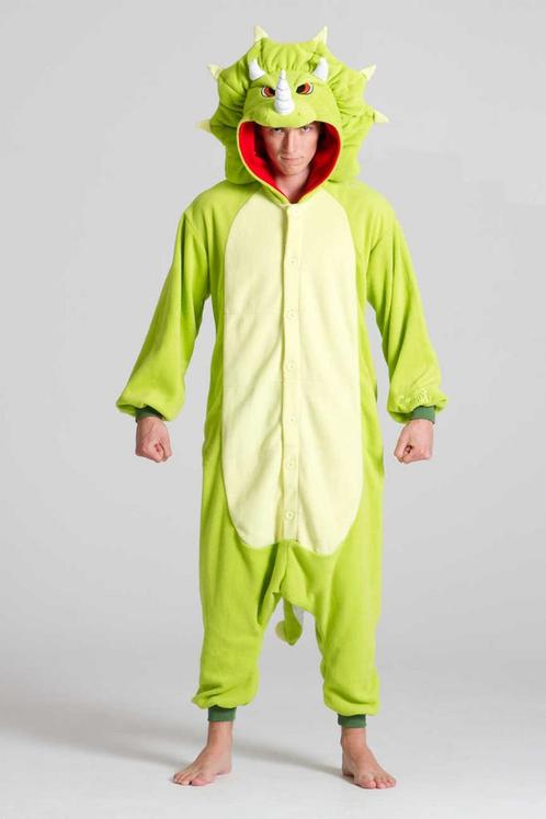 Onesie Triceratops Pak M-L Dinosauruspak Kostuum Groen 170 1, Kleding | Heren, Carnavalskleding en Feestkleding, Nieuw, Ophalen of Verzenden