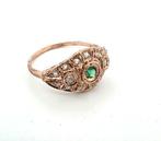 Zonder Minimumprijs - Ring - 9 kt. Roségoud, Zilver Smaragd, Handtassen en Accessoires, Ringen, Nieuw