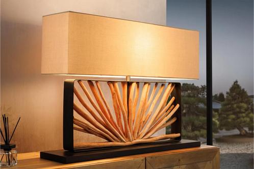 Tafellamp Euphoria 80cm Lampenkap Naturel Beige Hout - 44687, Huis en Inrichting, Lampen | Tafellampen
