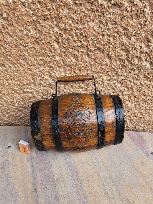 Sculpture, Antik Tölgyfahordó - 21 cm - Fer, Chêne, Antiek en Kunst, Curiosa en Brocante