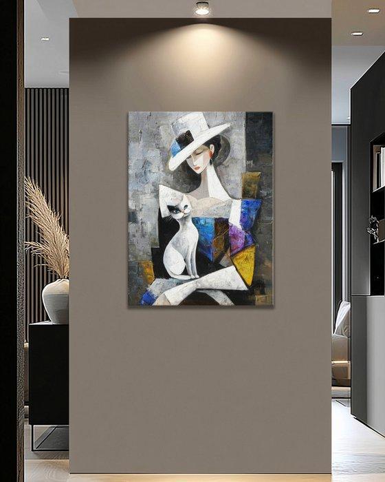Pippo - Mooncat and Muse, Antiek en Kunst, Kunst | Schilderijen | Modern