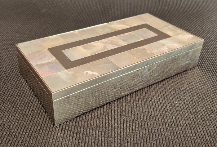 Sigarendoos - parelmoer hout en zilver - art deco doos, Antiek en Kunst, Curiosa en Brocante