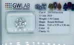 1 pcs Diamant (Naturelle) - 3.50 ct - Rond - G - I1 -, Nieuw