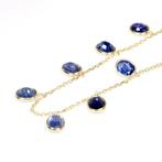 Halsketting - 18 karaat Geel goud - 8.17ct. tw. Saffier -, Handtassen en Accessoires, Kettingen, Nieuw
