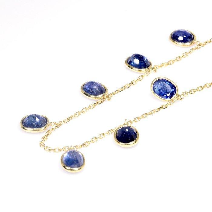 Halsketting - 18 karaat Geel goud - 8.17ct. tw. Saffier -, Handtassen en Accessoires, Kettingen