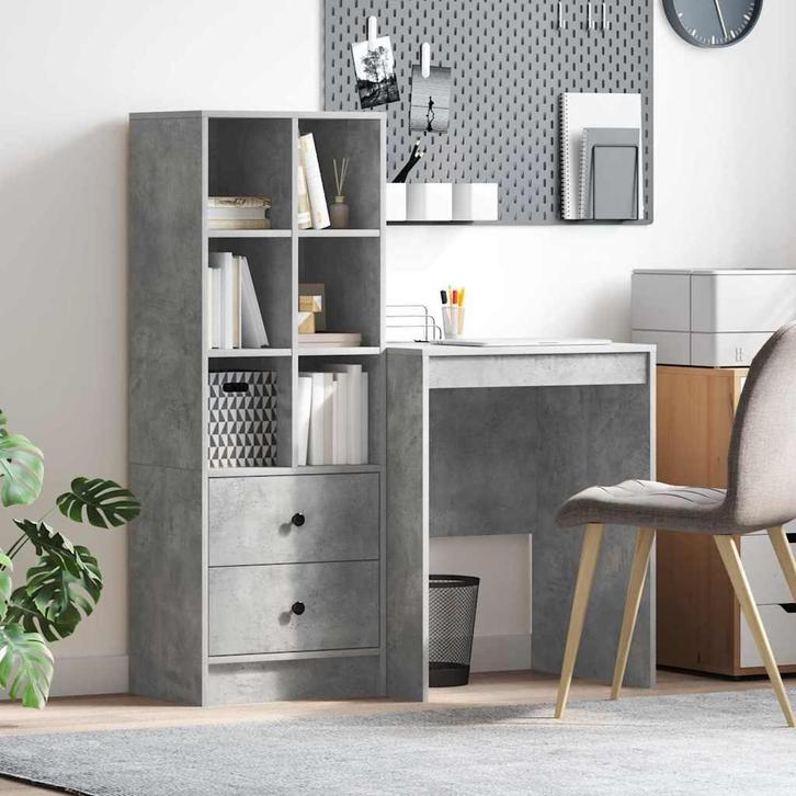 vidaXL Bureau met opslag met lade 2 pcs Beton Grijs 60 x 50, Huis en Inrichting, Kasten | Dressoirs, Nieuw, Verzenden
