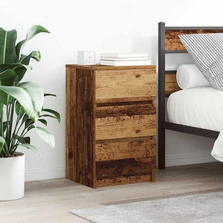 vidaXL Nachtkastjes met 3 lades 2 st 39x35x65 cm oud hout, Huis en Inrichting, Slaapkamer | Nachtkastjes, Nieuw, Verzenden