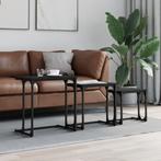 vidaXL 3-delige Tafeltjesset bewerkt hout zwart, Huis en Inrichting, Tafels | Salontafels, Verzenden, Nieuw