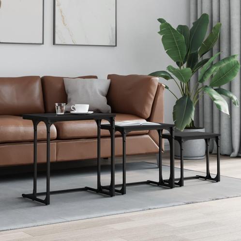 vidaXL 3-delige Tafeltjesset bewerkt hout zwart, Huis en Inrichting, Tafels | Salontafels, Nieuw, Verzenden