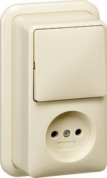 Gira Interrupteur et prise combinés blanc crème - 047610, Bricolage & Construction, Électricité & Câbles, Envoi