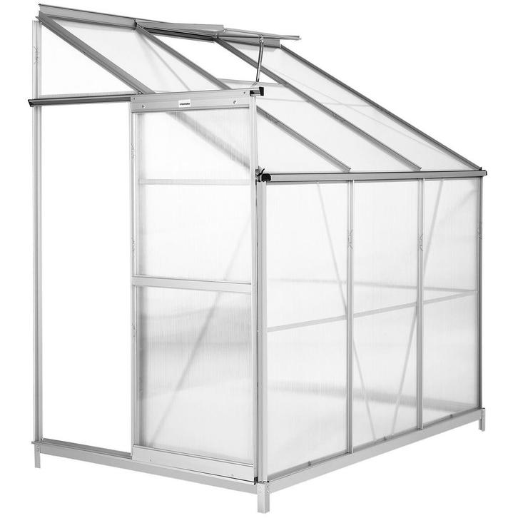 tectake Aluminium muurkas met fundering 192x128x202cm - tran, Tuin en Terras, Kweekspullen, Verzenden