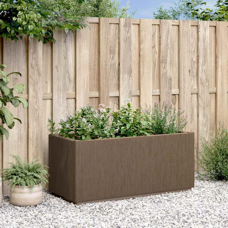 vidaXL Tuinfleur Box Bruin 80 x 36 x 35 cm PP, Tuin en Terras, Bloempotten, Nieuw, Verzenden