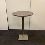 Sta-tafel rond Ø 80 cm, hoogte 114 cm, bruin eiken - RVS, Maison & Meubles
