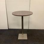 Sta-tafel rond Ø 80 cm, hoogte 114 cm, bruin eiken - RVS, Maison & Meubles, Pièces pour table