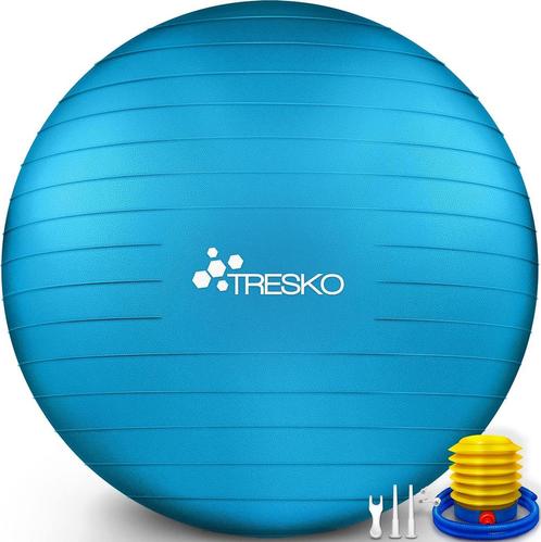 Tresko Fitness bal - Yoga bal - Pilates bal - 65cm - Blauw, Huis en Inrichting, Woonaccessoires | Overige, Verzenden