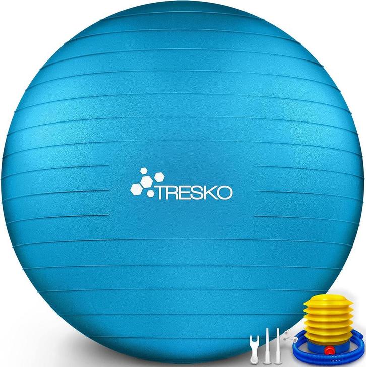 Tresko Fitness bal - Yoga bal - Pilates bal - 65cm - Blauw, Huis en Inrichting, Woonaccessoires | Overige, Verzenden