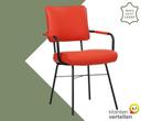 Leren eetkamerstoel Solid met armleuning - Hermes Lipstick, Ophalen of Verzenden